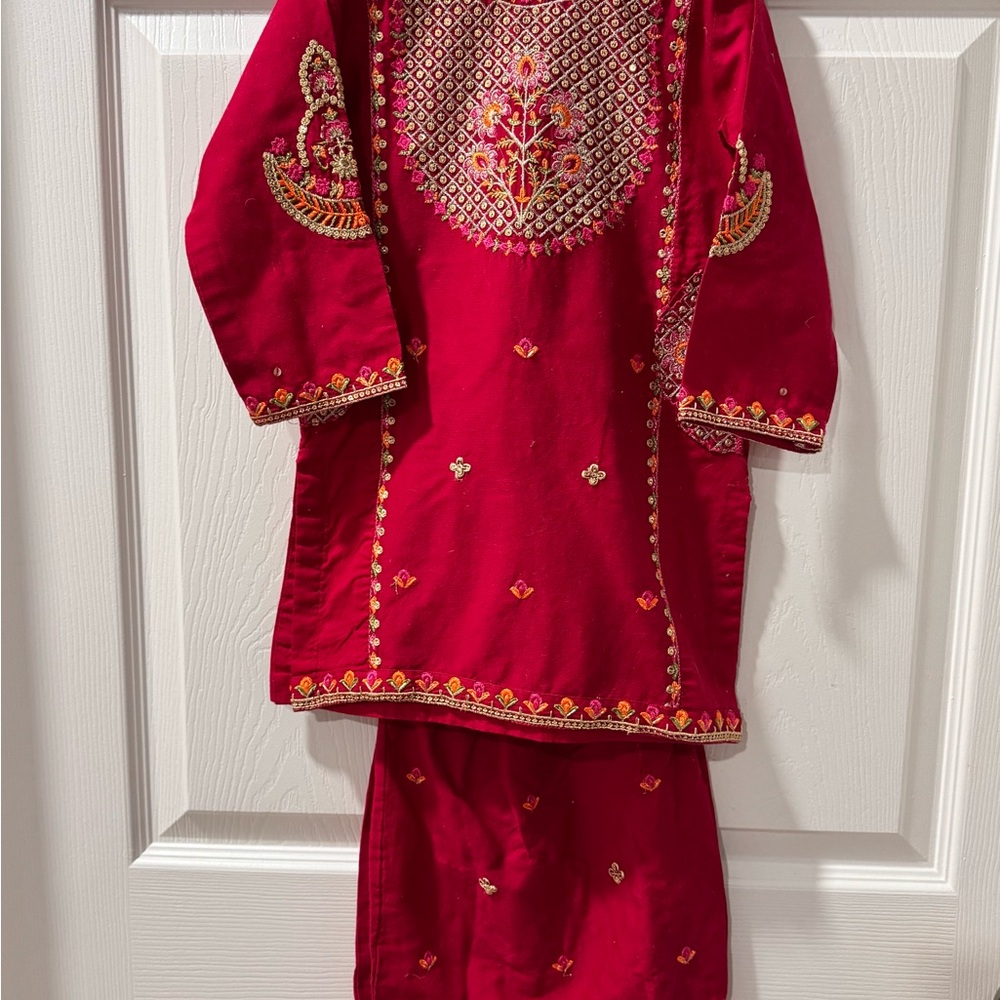 Embroidered Red Traditional Outfit